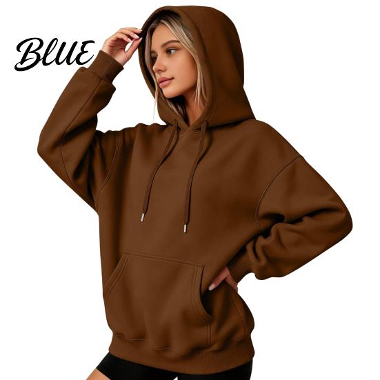 Soft Polyester Pullover Women Oversized Hoodie Cotton Blend Long Sleeve Sweatshirt Adjustable Drawstring Hoodie for Daily Wear And Front Pocket