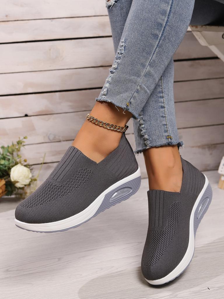 Large Size Women'S Shoes Round Head Fly-Woven Thick-Soled Flat-Soled Casual Single Shoes