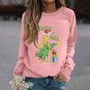 Women's Fashion Casual Long Sleeve Solid Color Christmas Printed Round Neck Top Sweatshirt