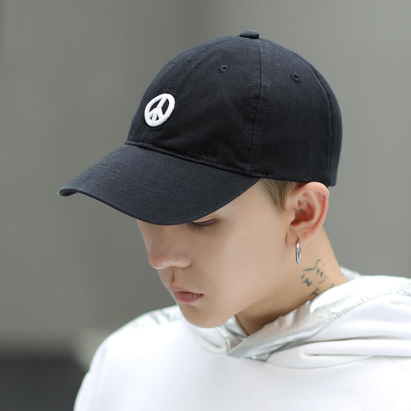 On the Moment Peace Mark Logo Cotton Ball Cap C2 Black BLACK