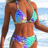 Trojúhelníkový košíček Trendy design Leopardí potisk Růžová Sexy Letní Evropský a Americký Ins Niche Plážová řada Bikini
