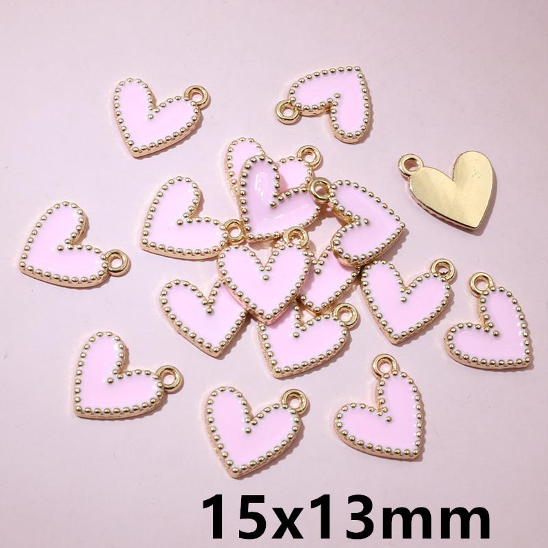 30pcs 15x13mm Enamel Heart Charms Pendant Alloy Metal DIY Jewelry Making Accessories for Earrings Bracelet Necklace Findings