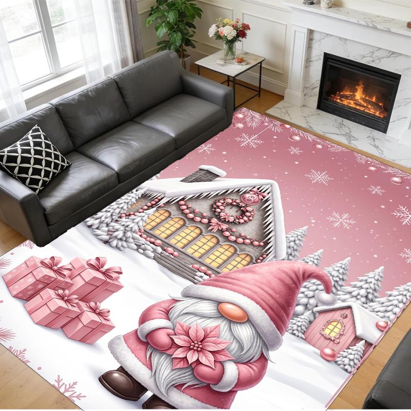Christmas Printed Square Area Rug Soft Non Slip Floor Carpet For Bedroom Holiday Gift
