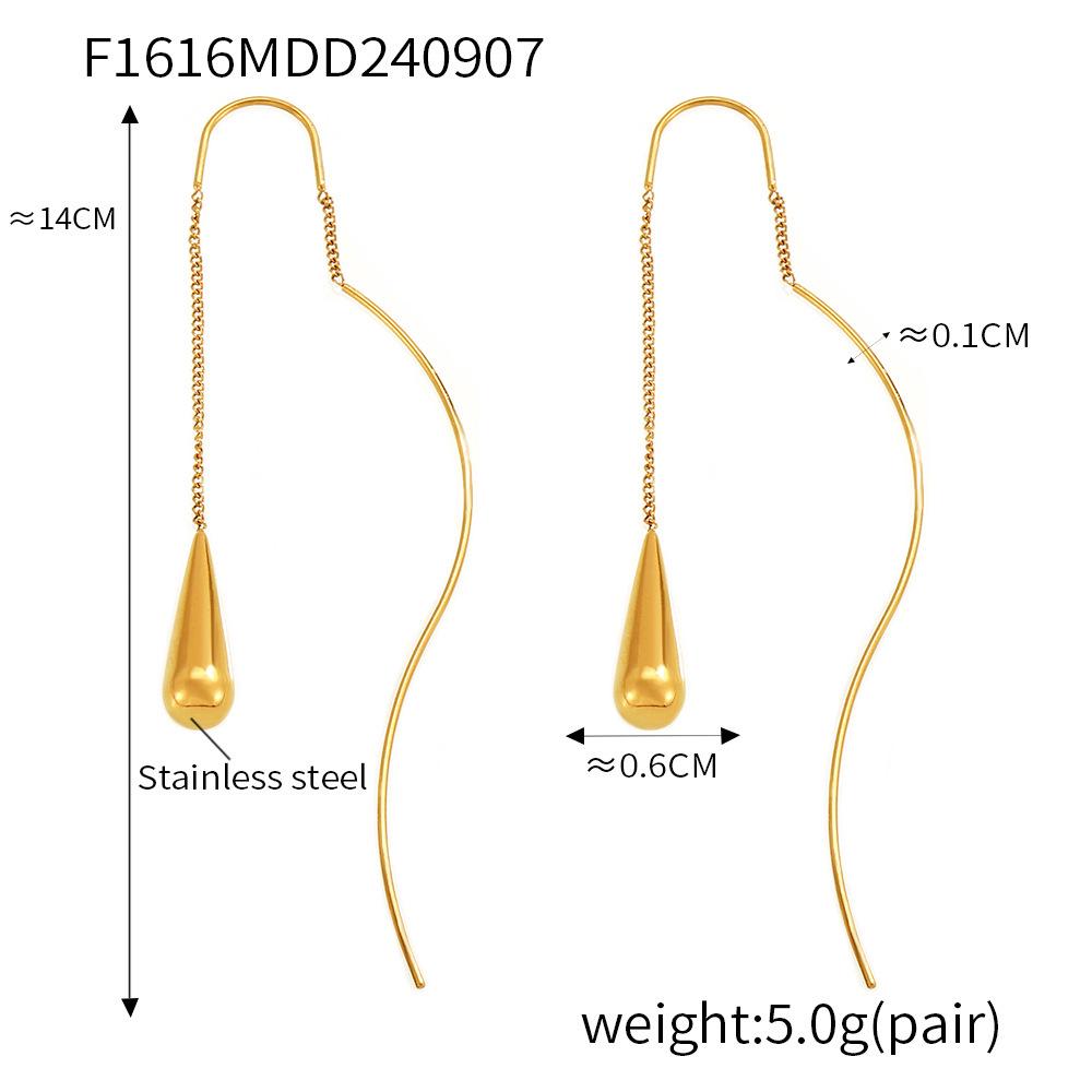 Women's Luxury Water Drop Tassel Earrings - Stainless Steel Wire, Modern Design