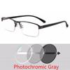 Photochromic Reading Glasses Men Aspheric Hard Resin Lense Reader Eyeglasses Flexible Temples Legs Half Frame Male Presbyopia