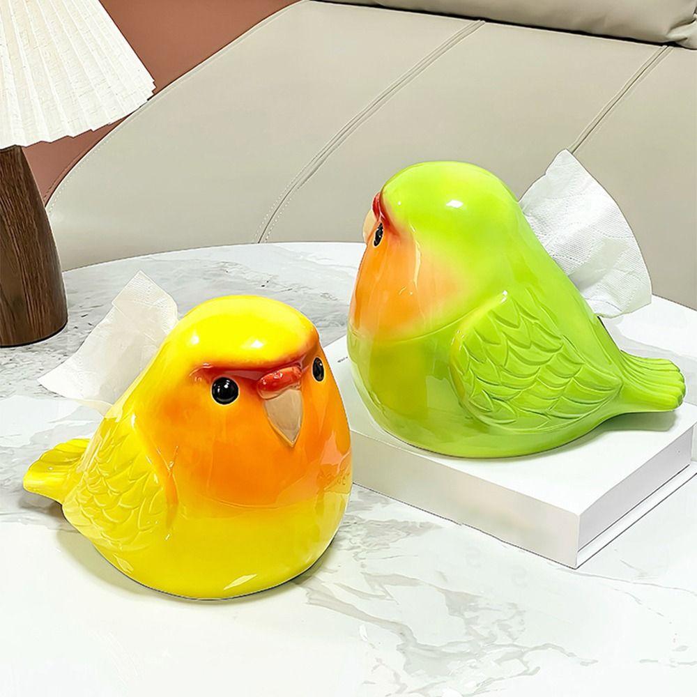 Cute Parrot Ceramic Tissue Box Lovely Napkin Storage Case Storage Supplies