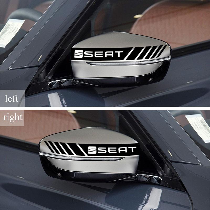2Pcs Car Stripe Stickers Rearview Mirror Reflective Vinyl Decals Decoration For SEAT Leon FR Altea Ibiza Toledo Cordoba Alhambra Arona Ateca Exeo