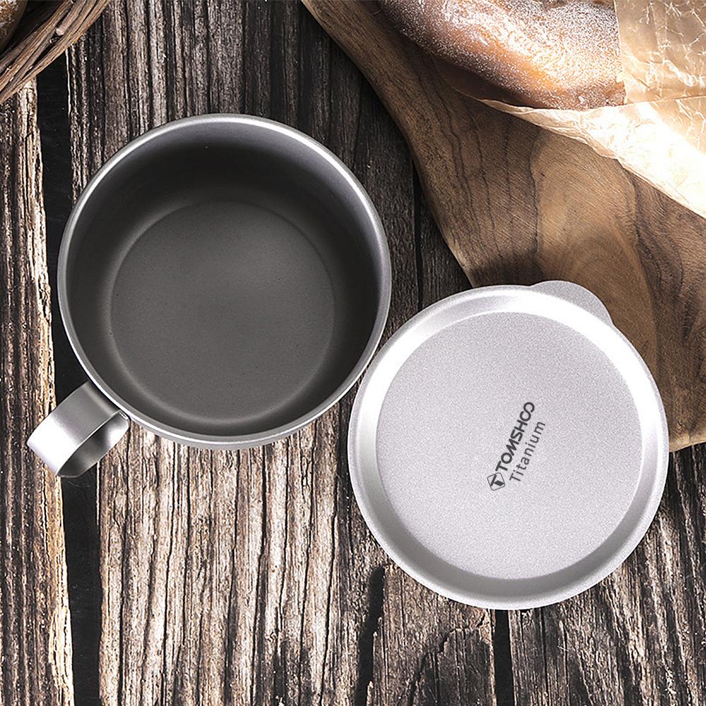 500ml Titanium Cup with Lid and Handle Camping Coffee Cup Lightweight Coffee Pot for Backpacking