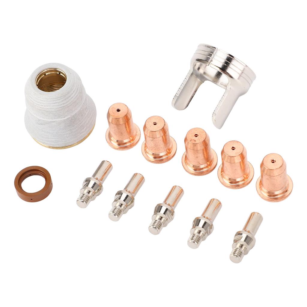 13 Pieces Plasma Cutter Consumables 1.0mm Electrodes Nozzles Swirl Ring Double Point Spacer for IPT‑60 PT‑60 IPT‑40 PT40