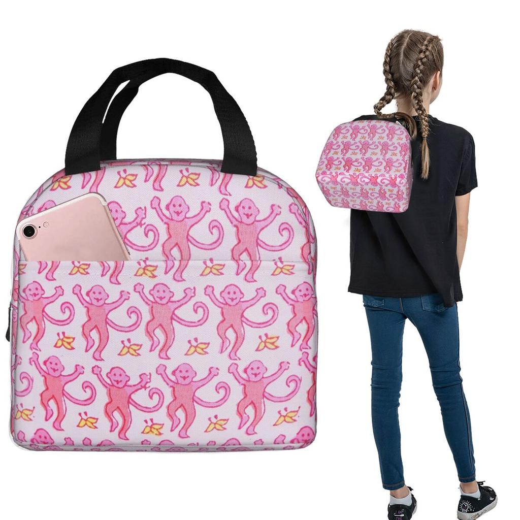 Preppy Roller Monkeys Rabbit Insulated Lunch Bag for Women Children Portable Food Boxes Thermal Lunch Box Tote