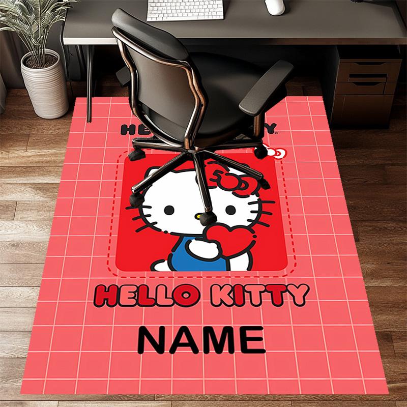 Custom HelloKitty Mat Personalized Name, Polyester Washable Indoor Entryway Rug, Gift for Christmas, Easter, Thanksgiving Day