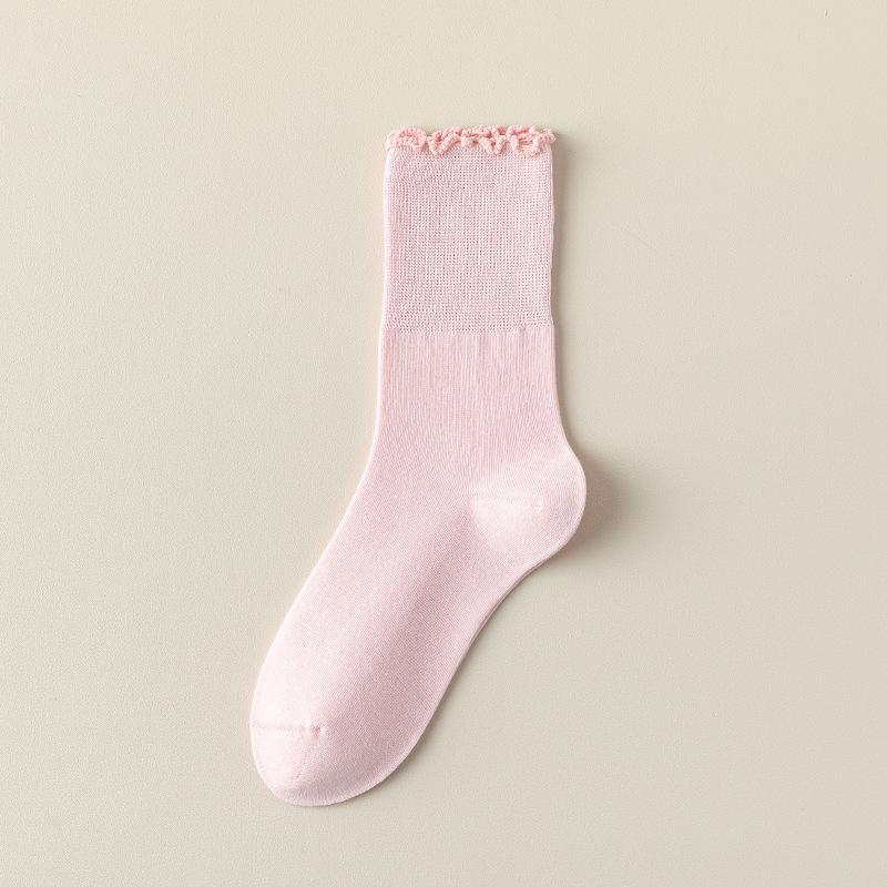 

Женские носки на весну и осень, цвет конфетный, край «черный гриб», средней длины, носки-гольфы, бесшовные длинные носки для послеродового периода для беременных женщин 1 pair розовый