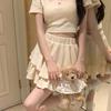 Women's Ballet-Inspired Bow T-Shirt & Fluffy Short Skirt Set