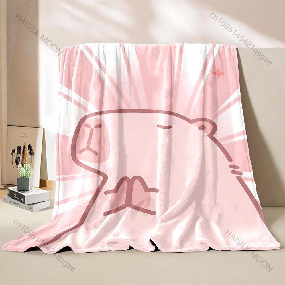 

1PC Capybara Cartoon Pattern Blanket Warm Soft Fluffy Kids and Adult Sofa Bed Throw Blanket Suitable Home Outdoor Travel Camping 75x90cm