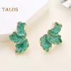 1 Pair Lady Earrings Petal Shape Oil Dripping Smooth Maple Decor Smooth Anti-slip Lightweight Prom Dating Cocktail Party Stud Earrings