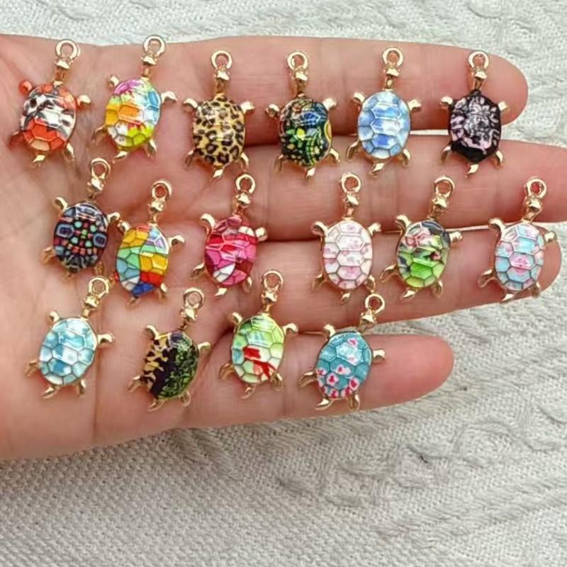 DW88 10Pcs Trendy Multicolor Enamel Turtle Charms Making Handmade DIY Cute Ocean Animal Pendants Necklace Jewelry Accessories