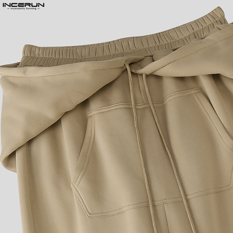 INCERUN Herren Lässig Elastischer Bund Kapuzenpullover Patchwork Lang Sweatshirts Hosen