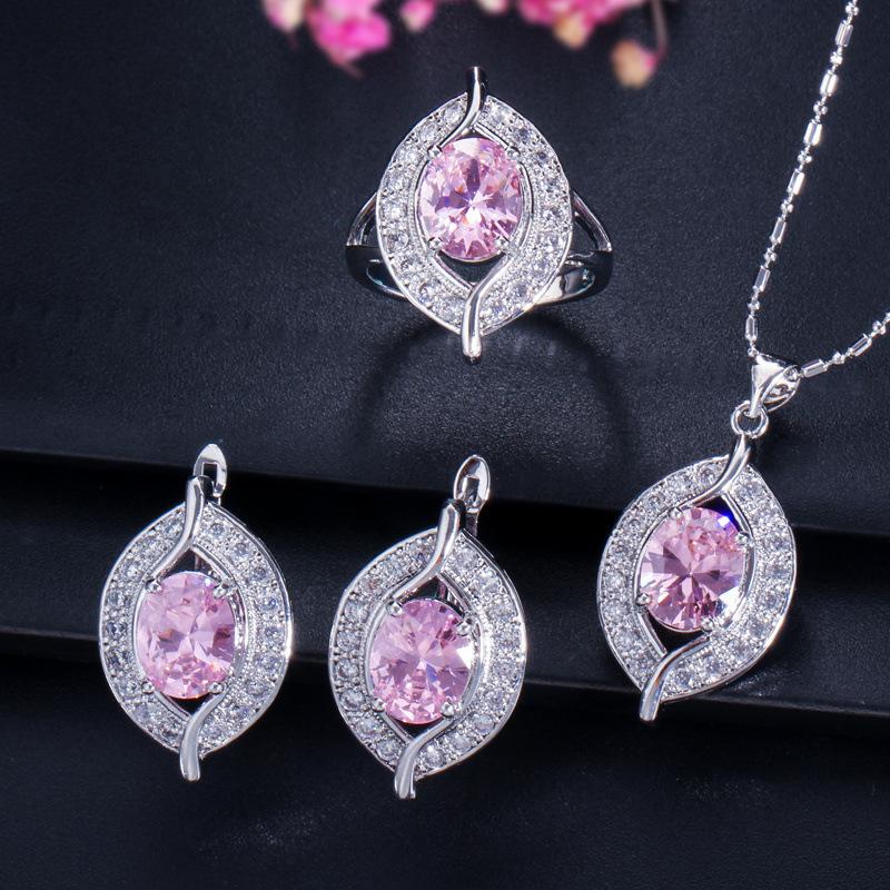 Jewelry Set, Bridal Jewelry Earrings Necklace Ring Three-Piece Chain Set