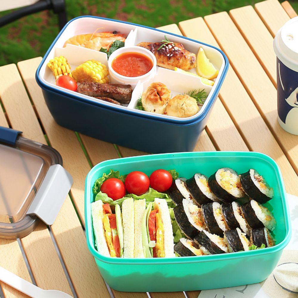 Leak Proof Lunch Box 2 Layer Salad Box Practical Food Storage Container Microwave Safe