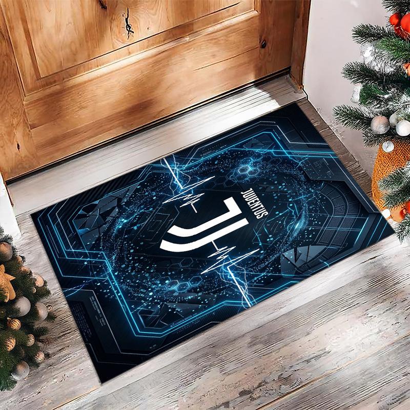Juventus FC bedruckter Flanell-Teppich rutschfest weicher Polyester-Bodenbelag Indoor-Dekormatte für Schlafzimmer Wohnzimmer Sofa
