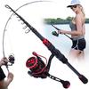 Telescopic Fishing Rod Reel Combos 1.8M-2.1M Travel Fishing Rods 13+1BB Metal Spinning Fishing Reel