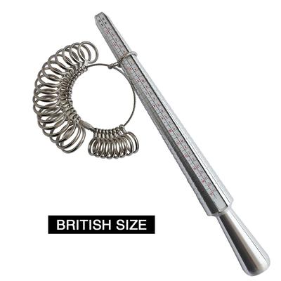 Ringgrößenmesser UK-Ringgrößenmessung UK-Messung Fingerringdorn Messringe Durchmesser Schmuck-Größenmessgerät-Set UK-Größen AZ für Männer Frauen