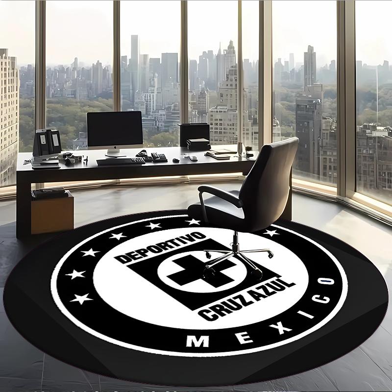 Cruz Azul (28) Round Office Rug Decorative Floor Rug for Office Bedroom Living Room and Home Space
