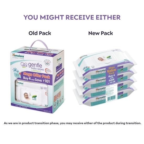 Himalaya Baby Care Gentle Baby Wipes, 72 Count (Buy 4 Get 1 Free)