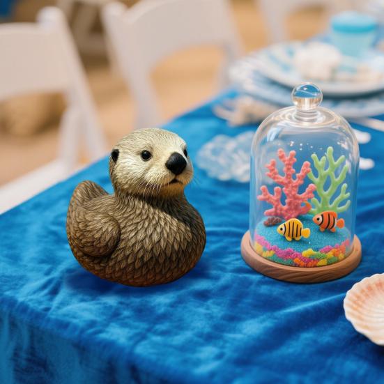 Sea Animal Duck Figurine Turtle Shark Dolphin Whale Duck Beaver Octopus Statue Sculpture Home Office Desktop Car Dashboard Decoration Ornament