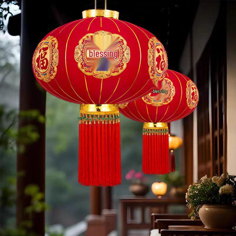 2025 Luxury Flocked Lantern with Fu Character for Spring Festival