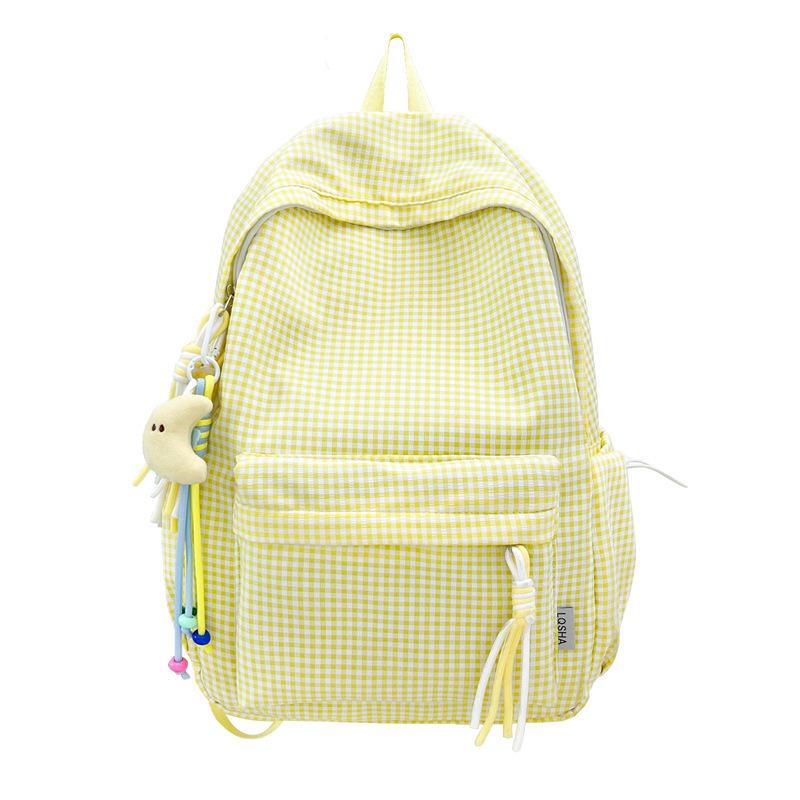 Schultasche Koreanische Version ins Mode Vielseitiger Karierter Rucksack Damen Große Kapazität College-Stil Schüler Schultasche Lässiger Pendlerrucksack