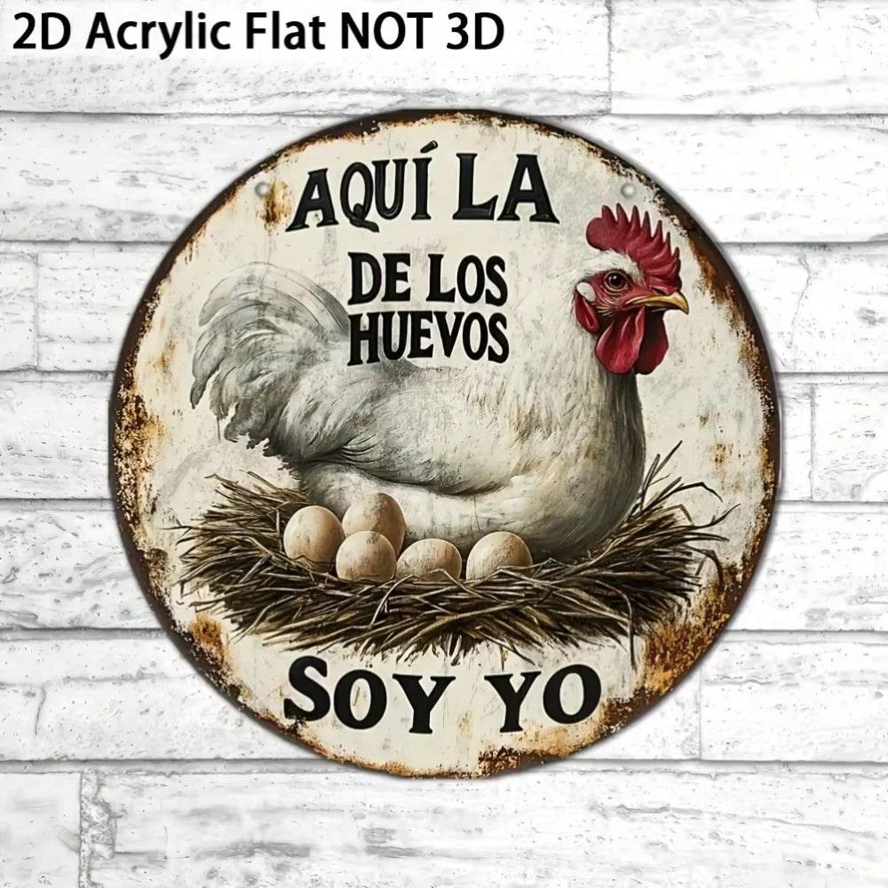 

1pc Spanish Style Metal Wall Art Rustic Vintage Decor for Indoor Outdoor Chicken Lover Gift 20x20 білий
