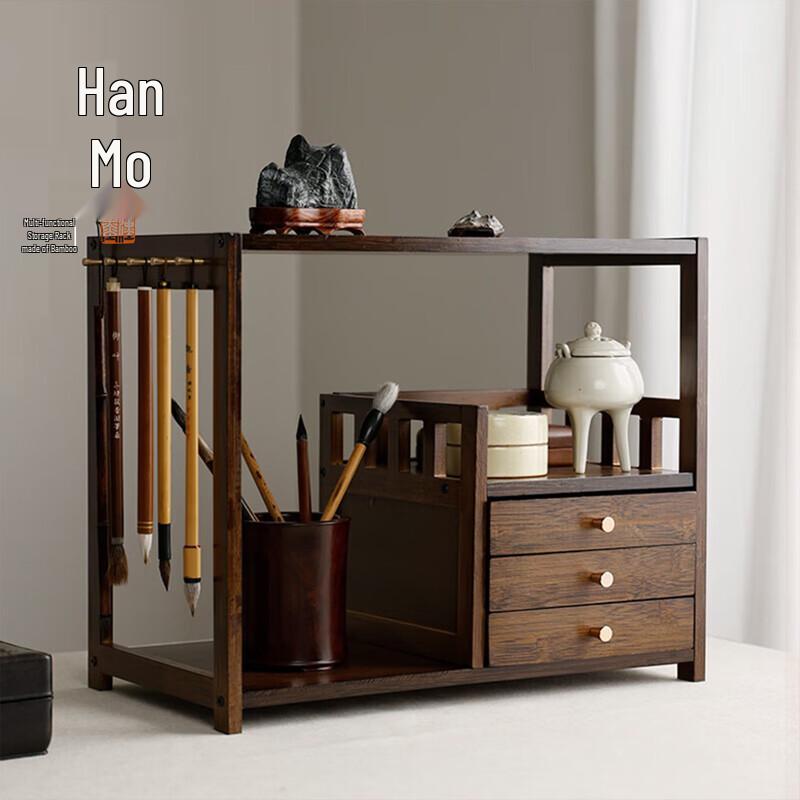 New Chinese Style Bamboo Calligraphy Brush Holder Desk Organizer