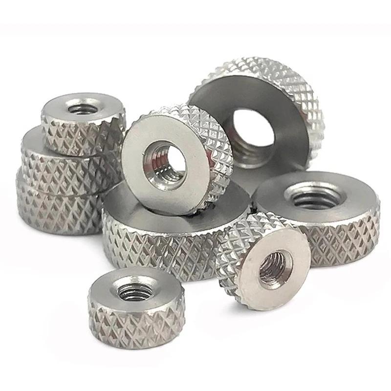 ZEXEF Knurled Thumb Nuts 304 Stainless Steel Flat Head Hand Screw Knurled Round Nut Hardware Fasteners M4 M5 M6 M8 M10 M12