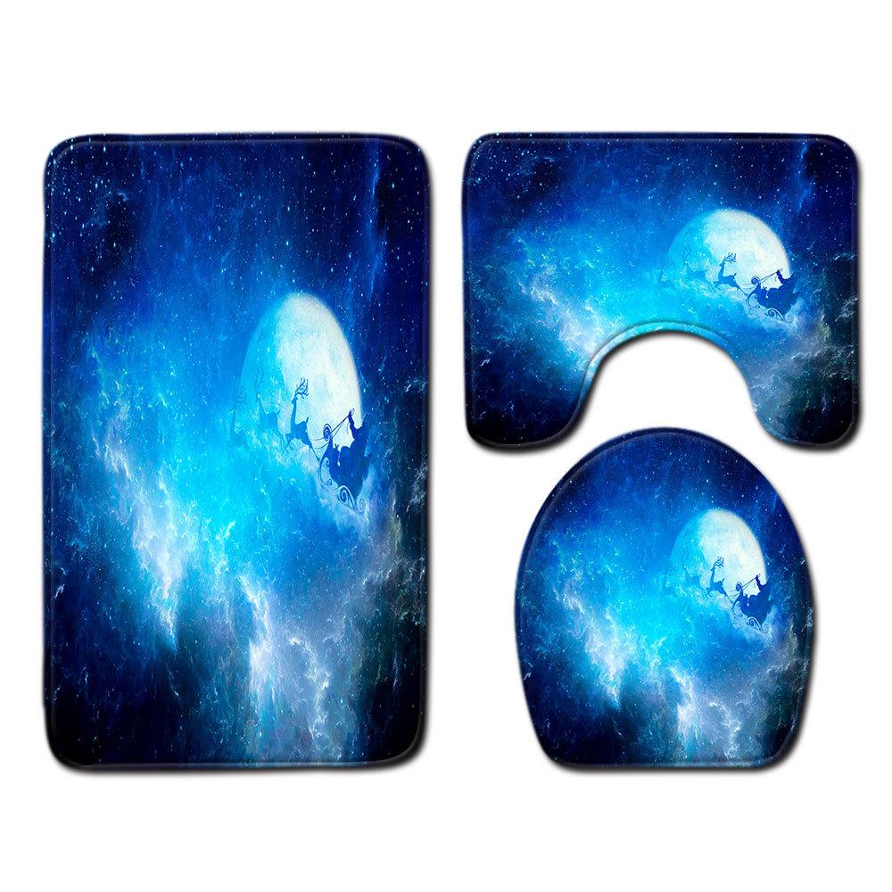 

Christmas Bathroom Floor Mat Toilet Three-Piece Set 45cmx75cm