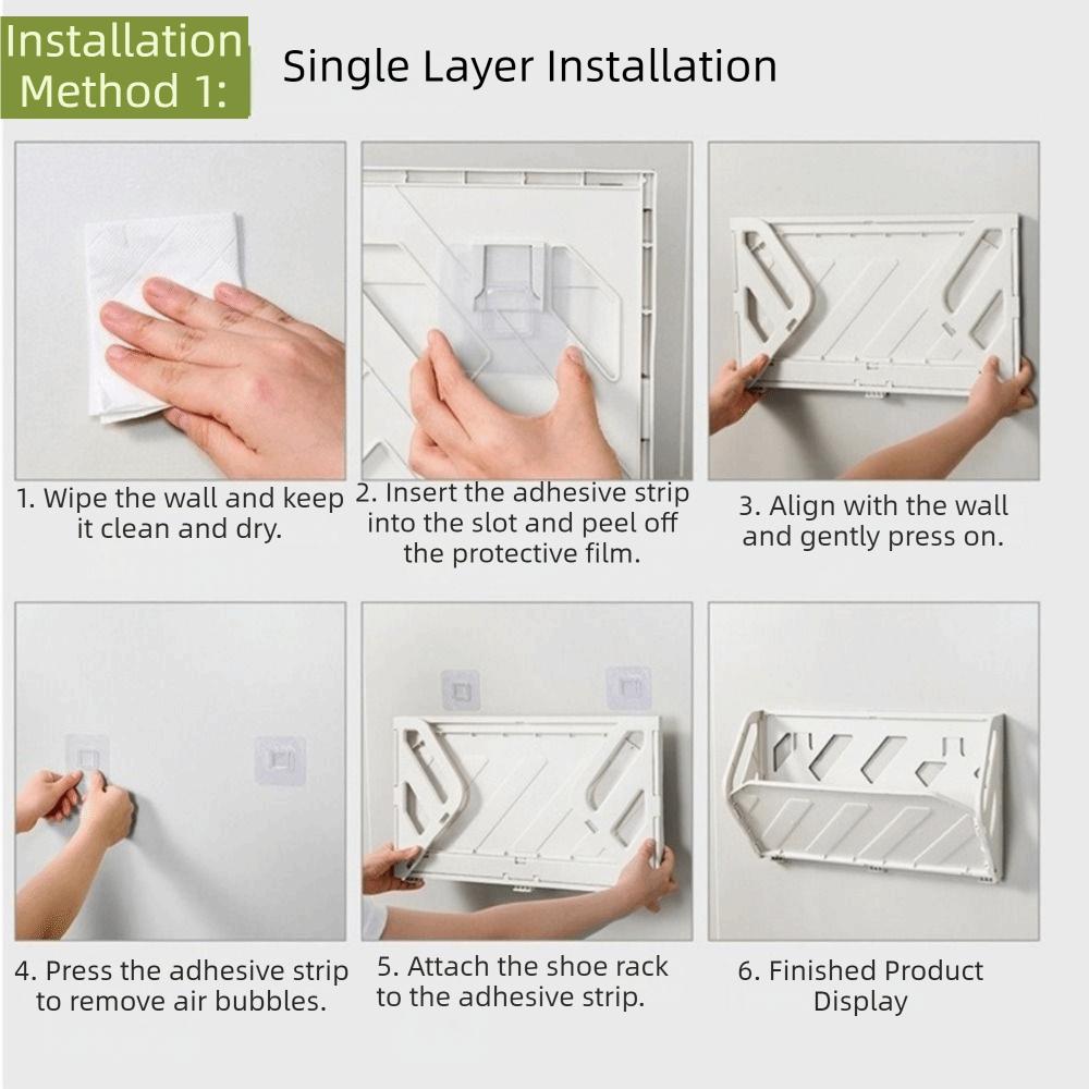 Easy Assembly Plastic Folding Shoe Rack Large Capacity Space Saving Wall-Mounted Shoe Rack No Punching Slipper Rack Closet