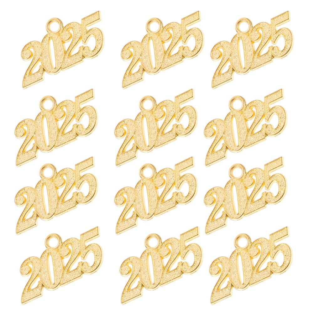 

100 Pcs 2025 Golden Small Alloy Number Pendant Charms For Tassel Cap Jewelry Making DIY Necklace Bracelet Earrings Crafts Party 2.50X1.40X0.10CM золотистий