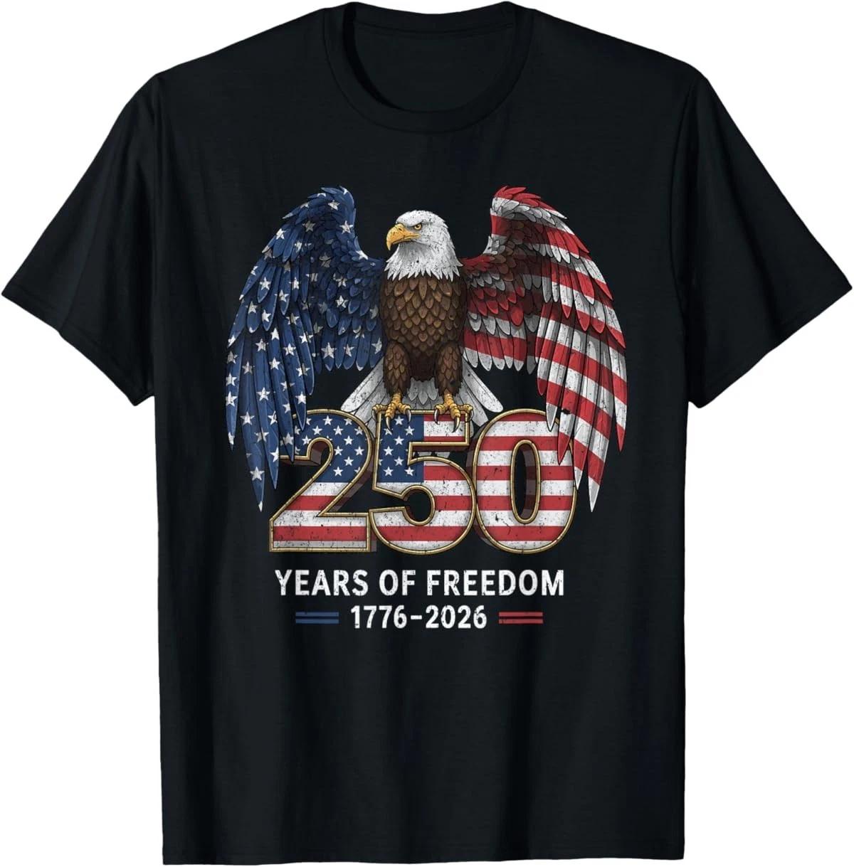 USA 250th Birthday Patriotic Eagle American Flag July 4th T-Shirt XS