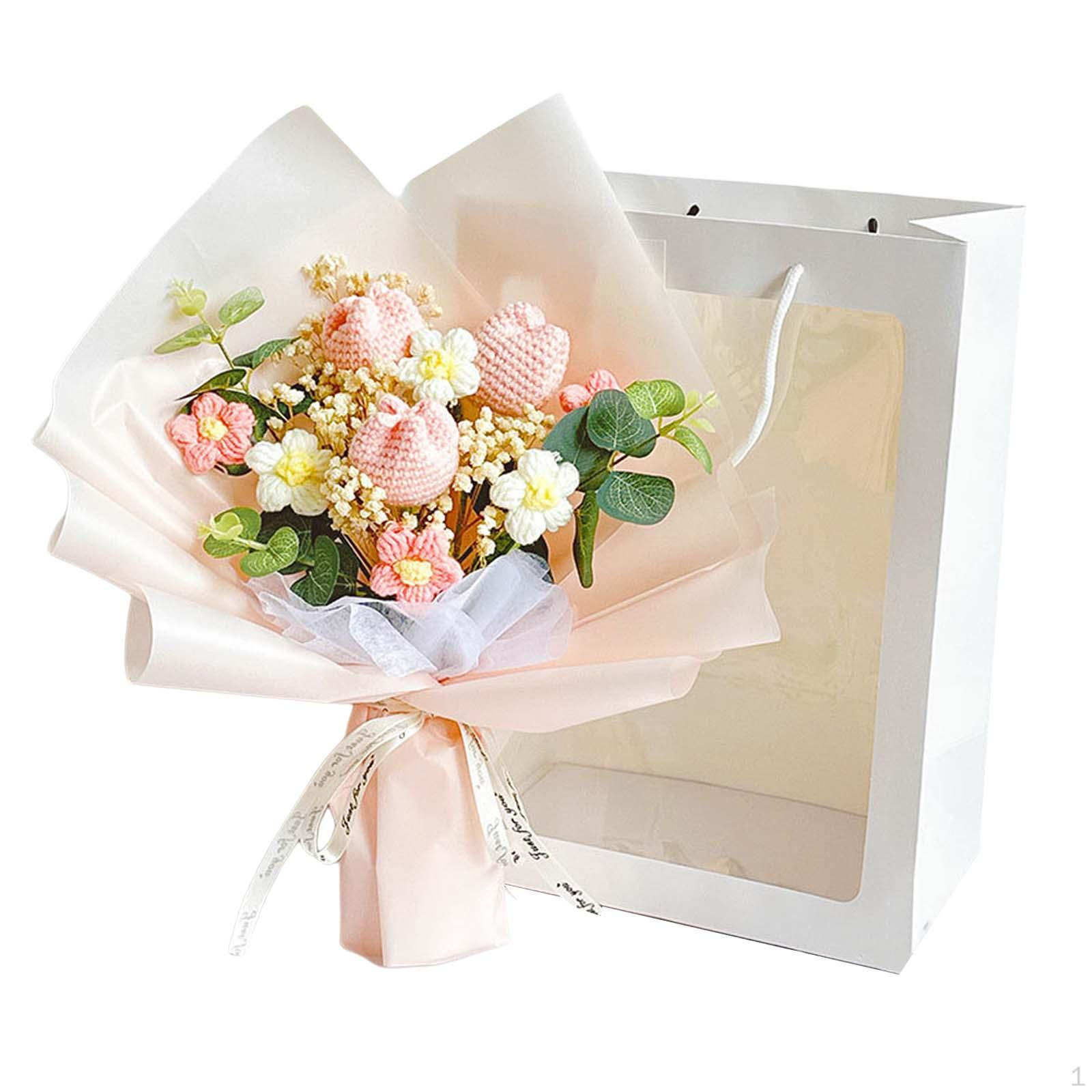 Завершенный букет цветов крючком Искусственная вязка Дейзи Элегант на День матери, Style D