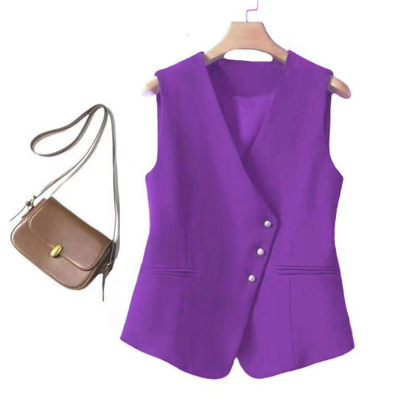 Spring and Autumn New Style Suit Vest Fashionable Outer Style Waistcoat Western Style Sleeveless Layered Jacket