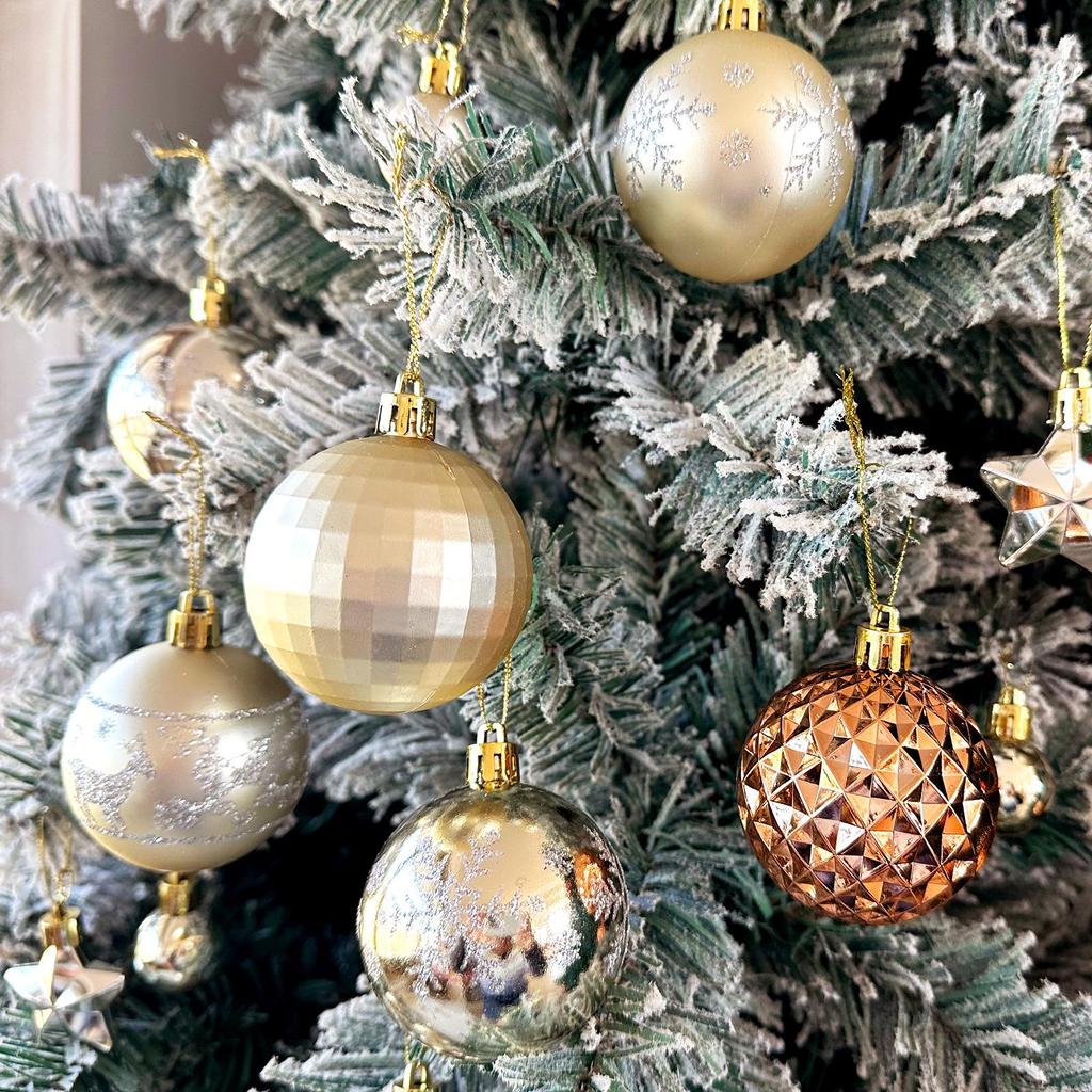 Christmas Tree Ornaments: Painted Irregular Paper Box Set of Colored Balls