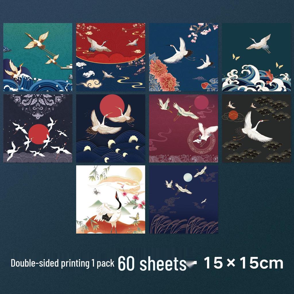"Chenyang Handmade Origami Paper: Ancient Style Crane-Themed Colored Sheets"