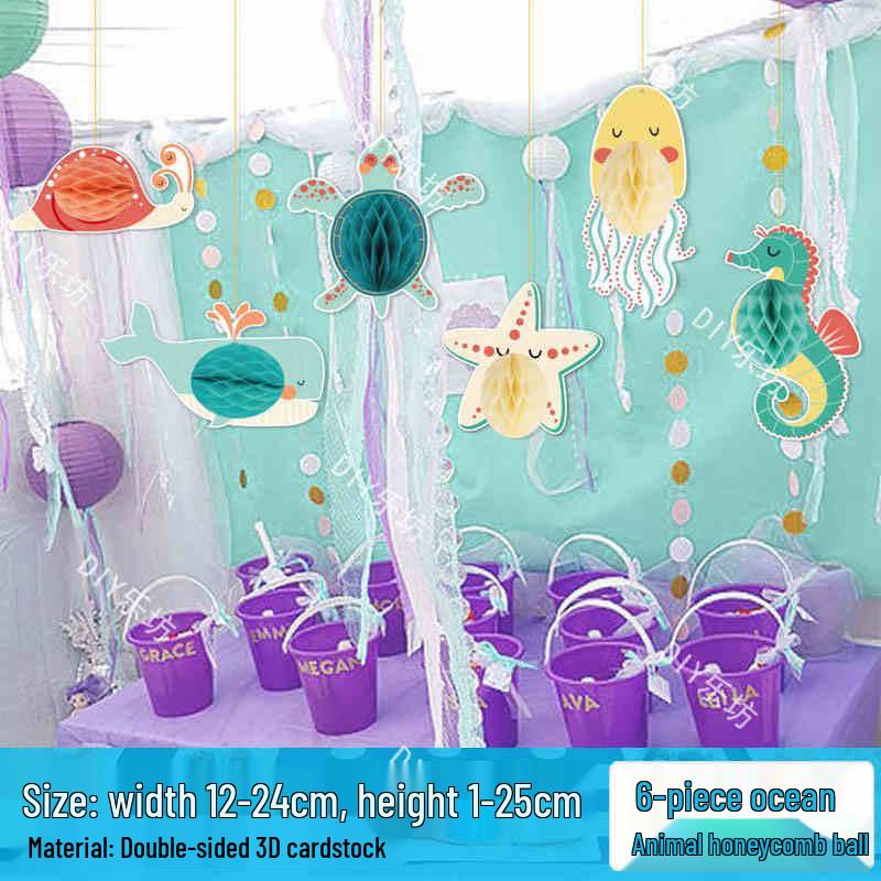 Blue Ocean Sky Tassel Ribbon Flag - Western Summer Theme Crepe Decoration