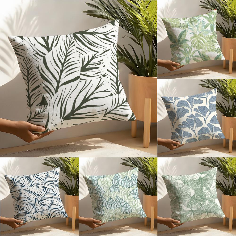 Minimal Artistic Leaf Texture Pillow Case Linen Pillow Case Sofa Home Decor Cushion Cover Cushion Cove