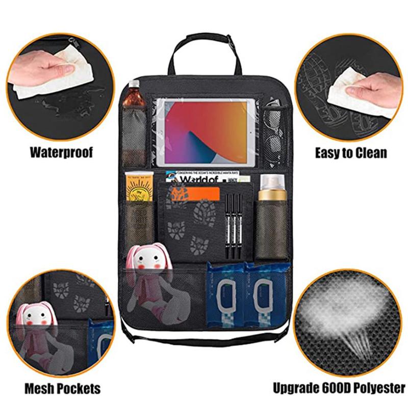 Auto-Rücksitz-Organizer mit Touchscreen-Tablet-Halter, automatische Aufbewahrungstaschen, Abdeckung, Autositz-Rückenlehnenschutz für Reisen, Kinder, Reisen