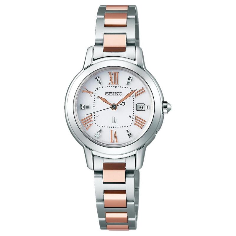 

SEIKO Lukia 100 meters waterproof solar Quartz titanium strap 26.5mm women s watch white dial SSQW037