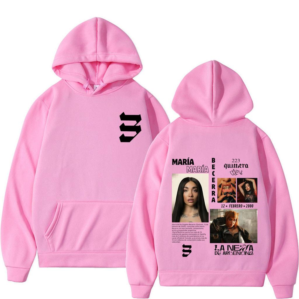 Singer Maria Becerra Album 2026 Tour Hoodie neutral Hip Hop Pullover Long Sleeves Loose Casual Vintage Sweatshirts Streetwear