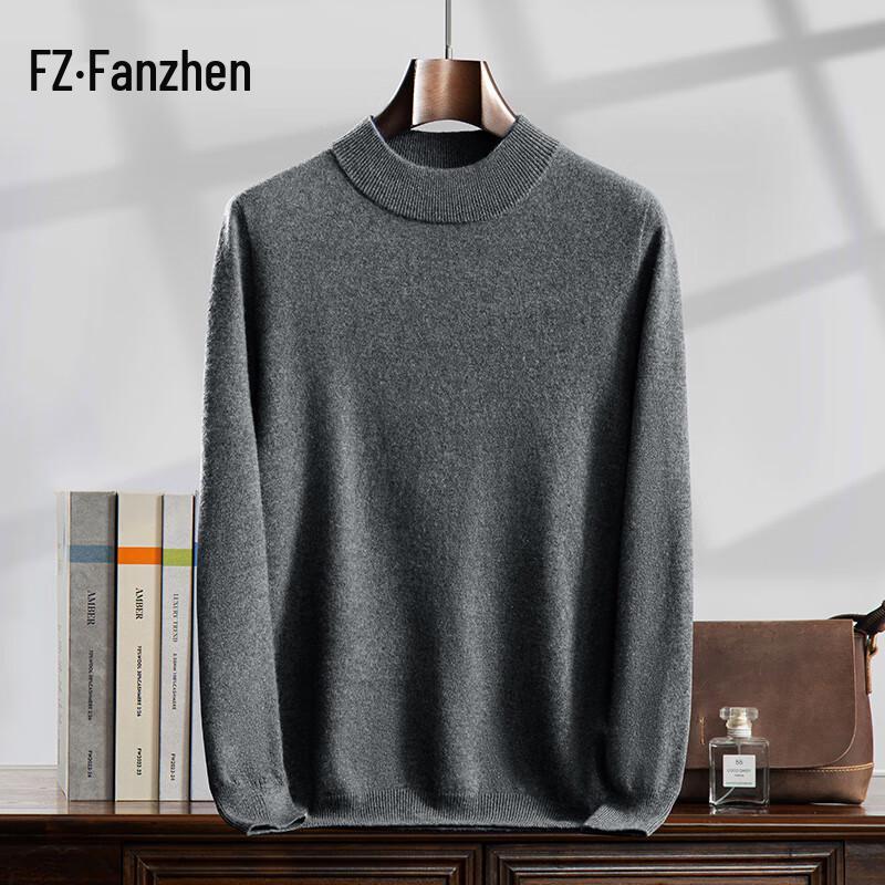 Fanzhen Men's 100% Pure Cashmere Half-High Neck Sweater
