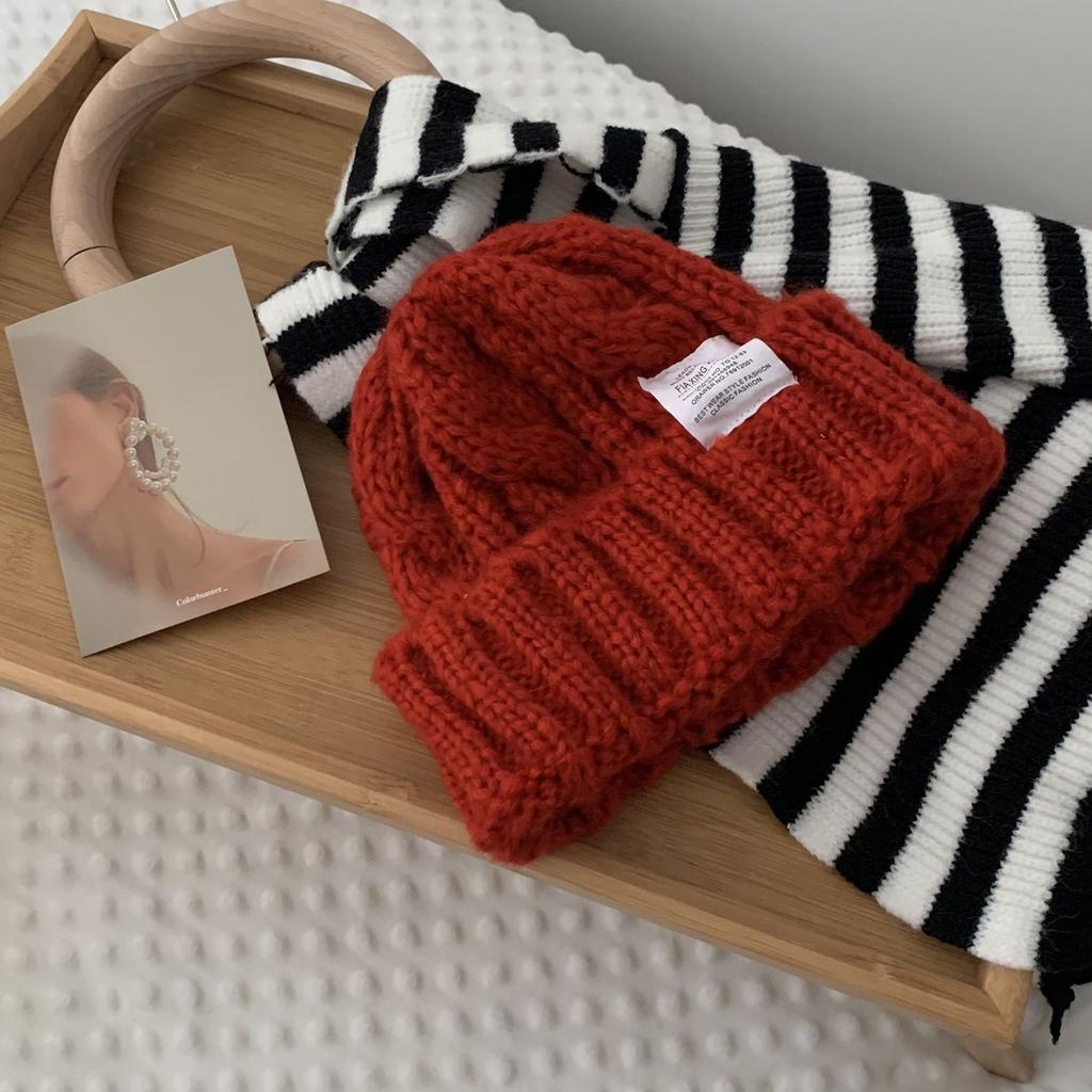 Lovely Stripe Plain Labeling Autumn Letter Knitted Hat Woolen Hat Korean Style Caps Women Beanies
