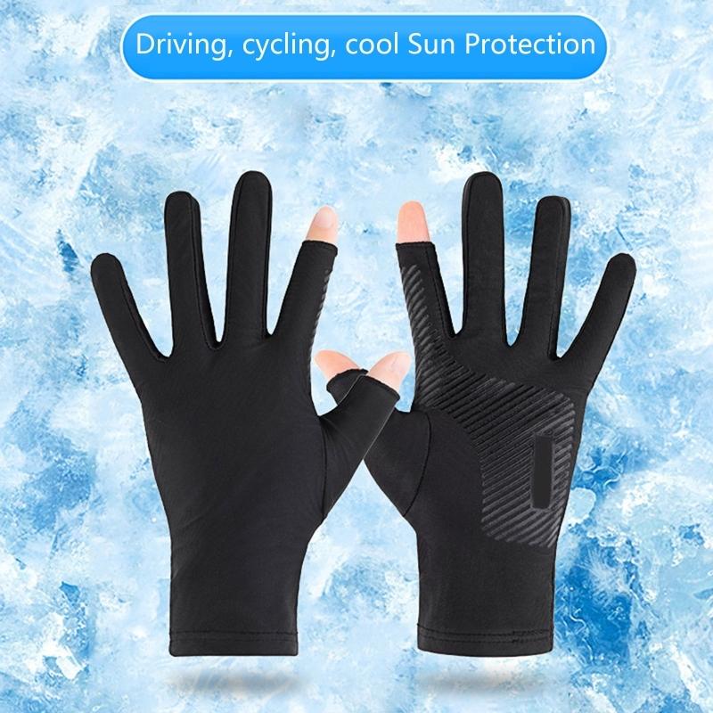 1Pair UV Fishing Fingerless Gloves Summer Light Breathable Sunscreen Driving Gloves Anti UV For Outdoor Cycling